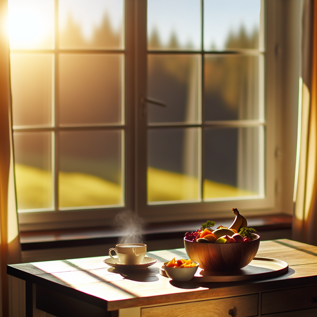 Healthy breakfast in morning light